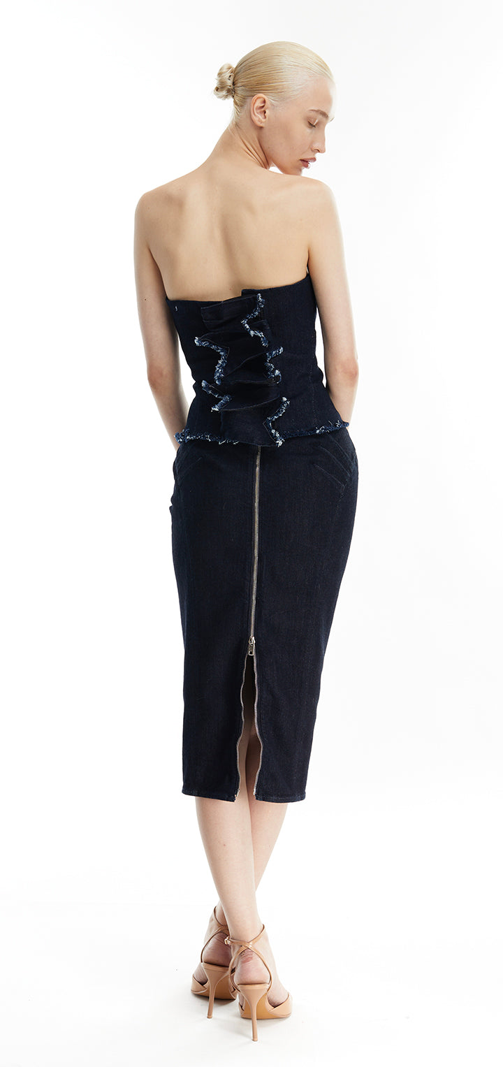 Nemesis Denim Corset - Dark Denim