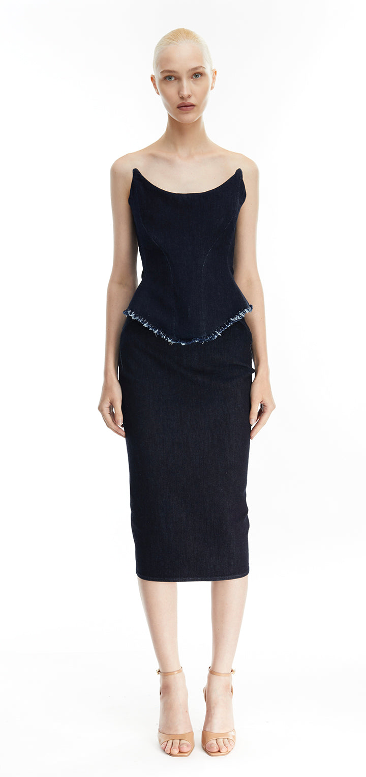 Nemesis Denim Corset - Dark Denim