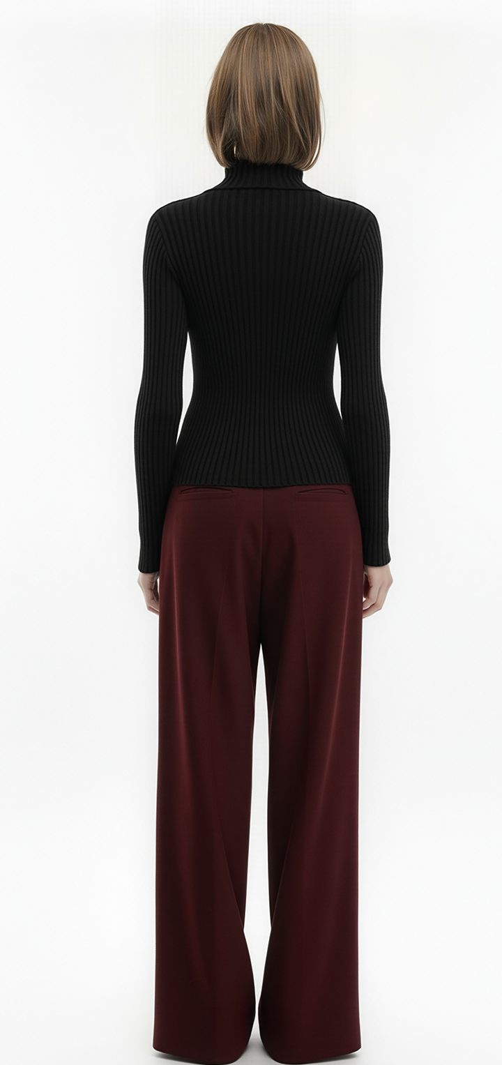 Elena turtleneck knit top- Black