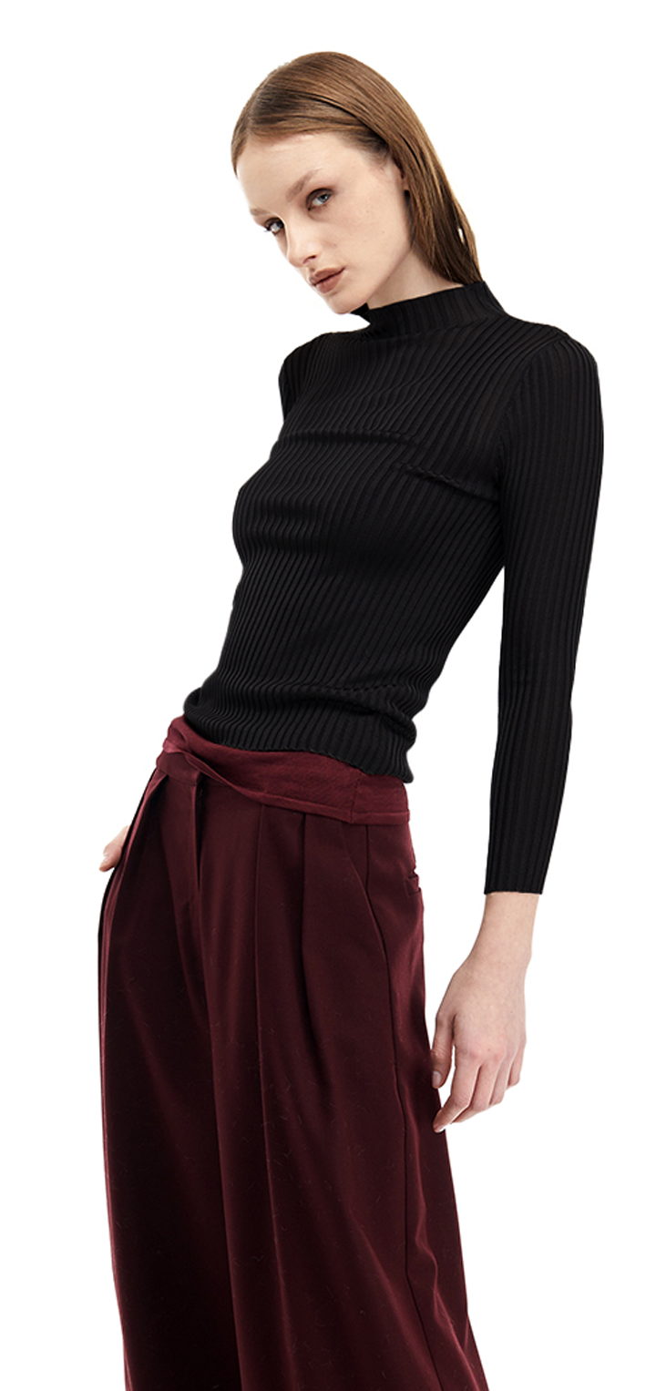 Elena turtleneck knit top- Black