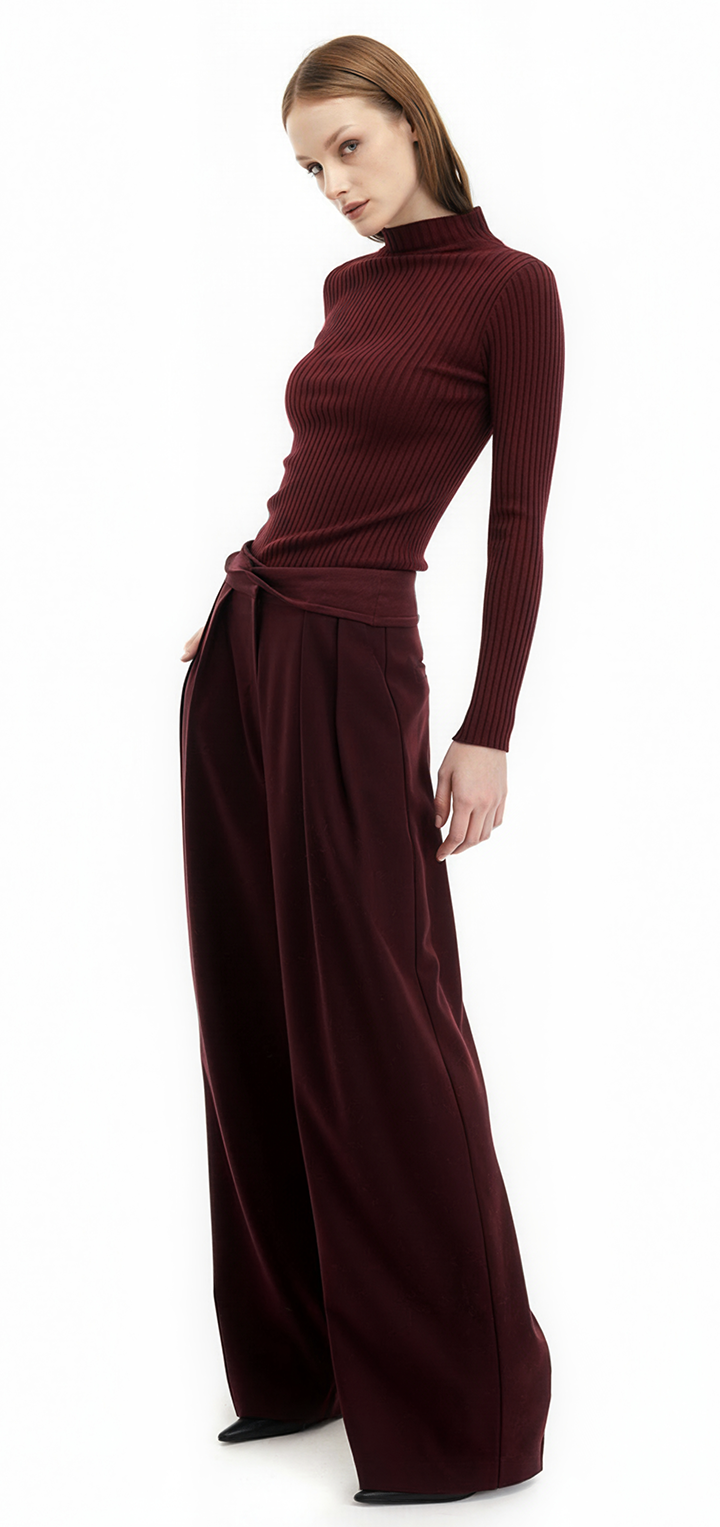 Elena turtleneck knit top- Burgundy