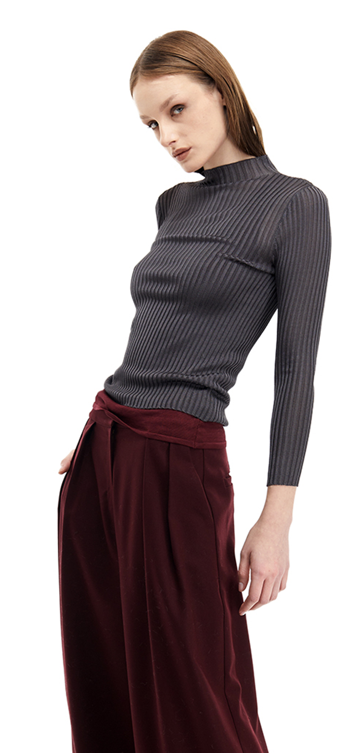 Elena turtleneck knit top- Grey