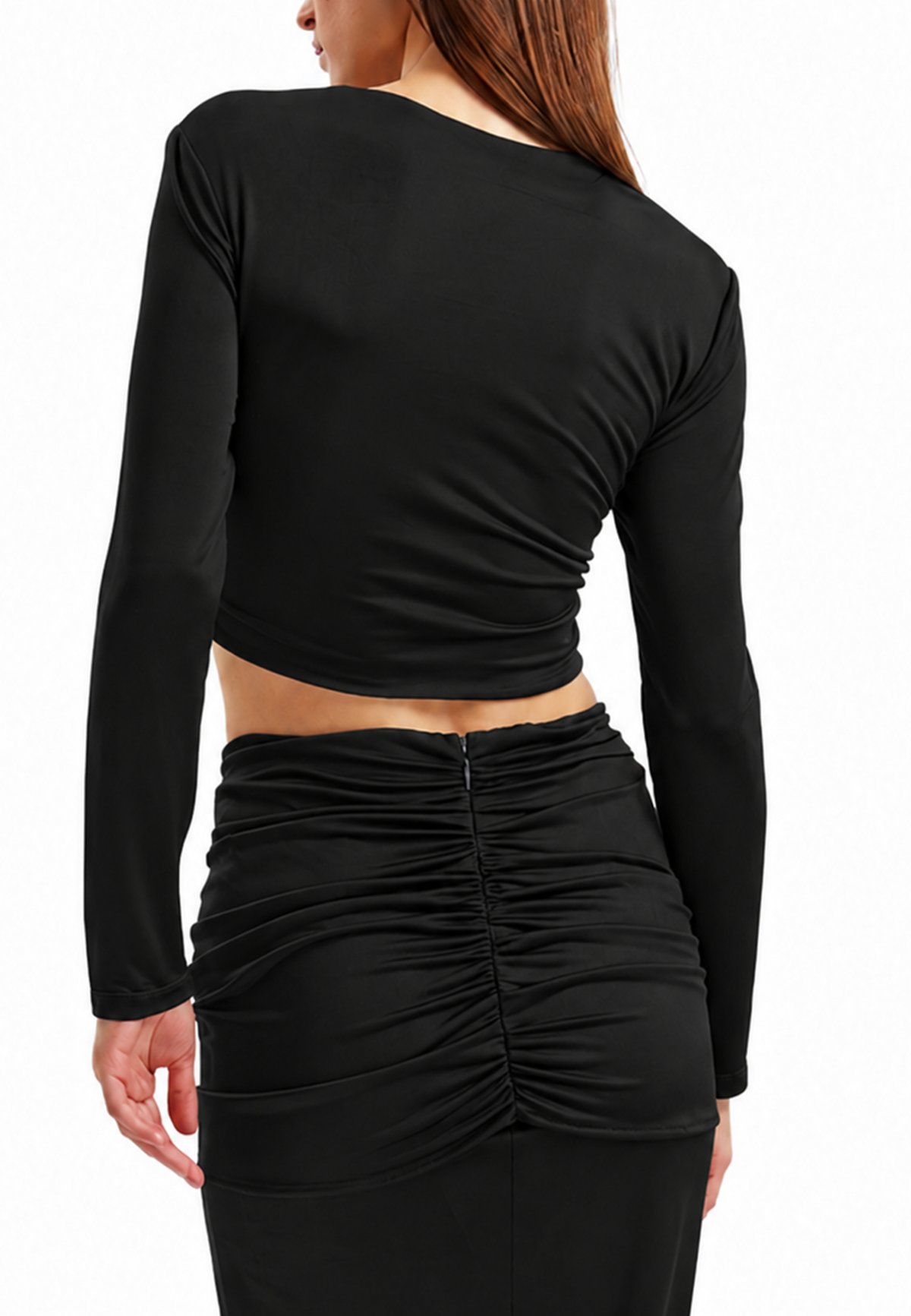 Justine long sleeved crop top- Black