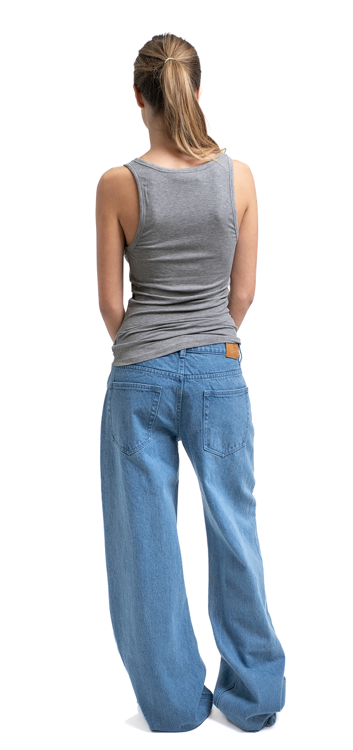 Light ribbed viscose tank top - Gray