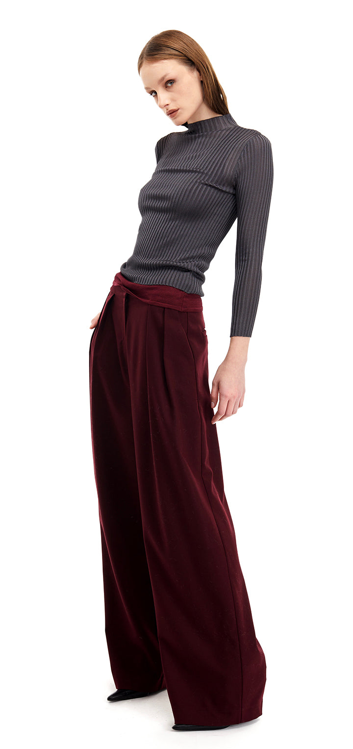 Elena turtleneck knit top- Grey