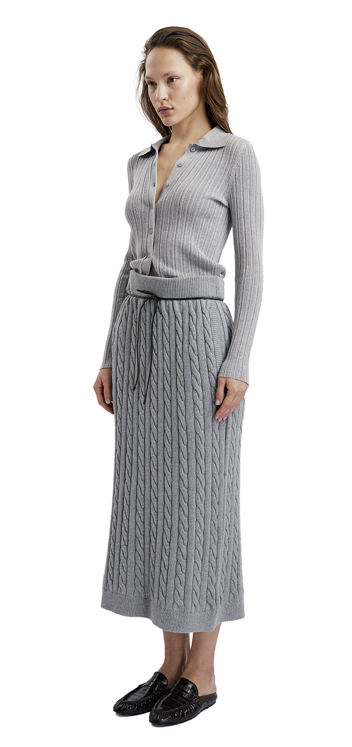 STRIPED KNITTED CARDIGAN - Gray