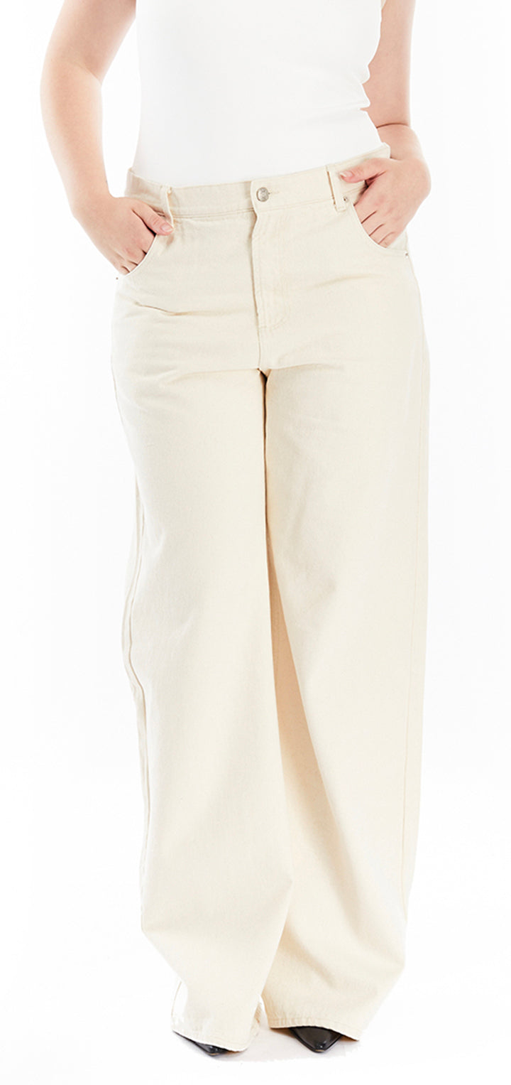 Moa high waist wide leg jeans- Beige Denim