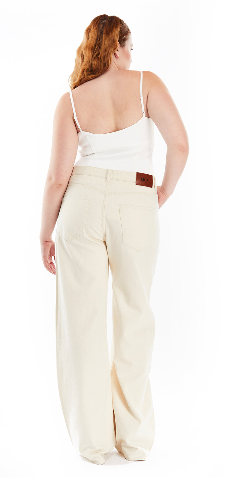Moa high waist wide leg jeans- Beige Denim