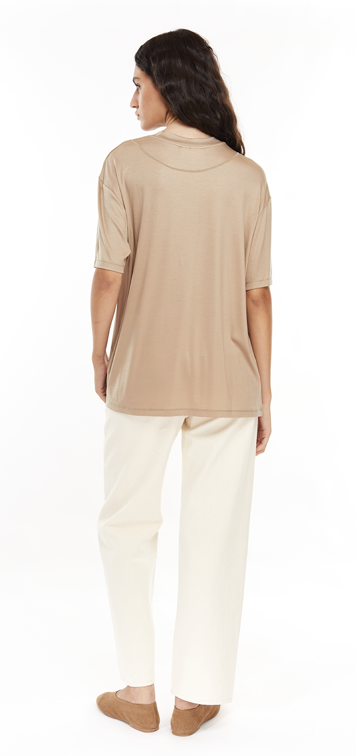 Oversize crew neck t shirt - Brownish