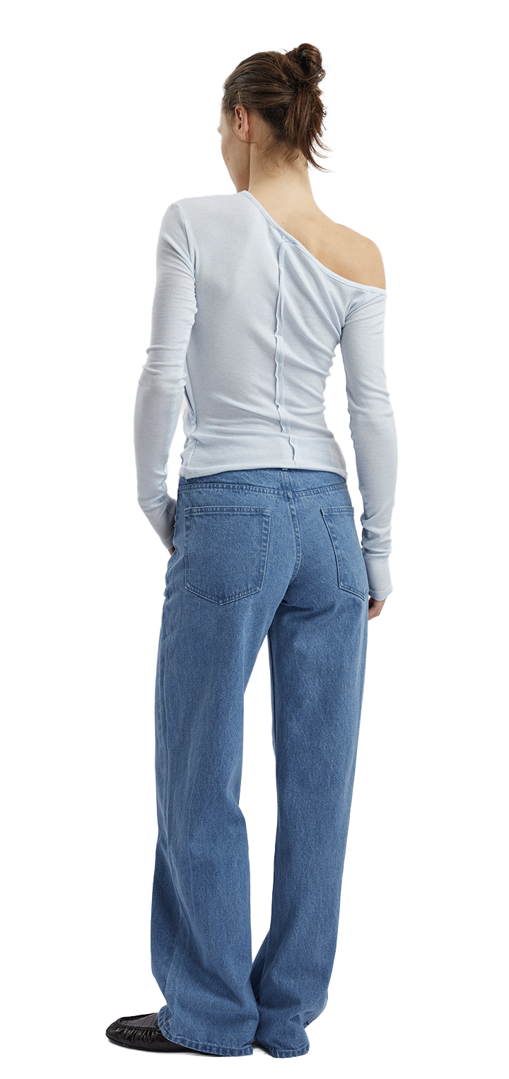Papper long sleeved off shoulder tshirt - Light blue