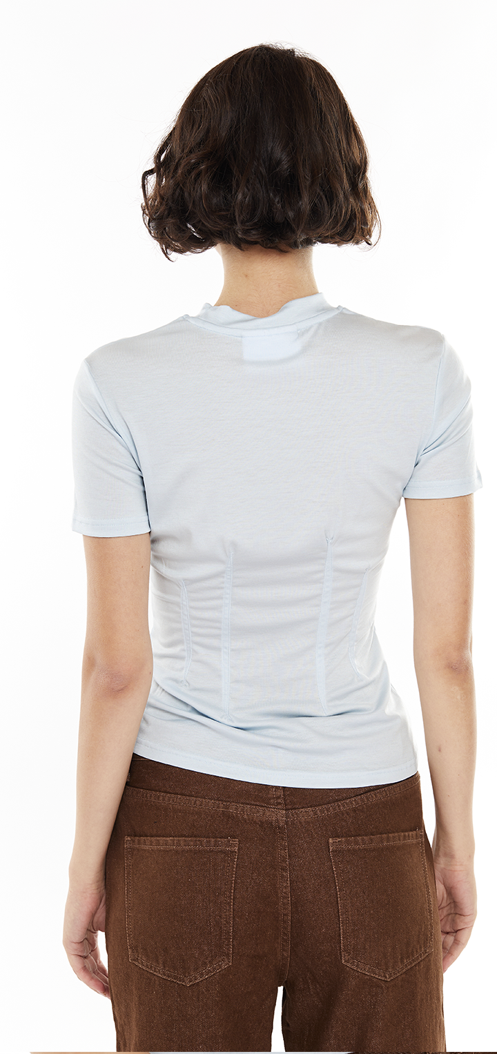 Tight seamed t shirt - Light blue