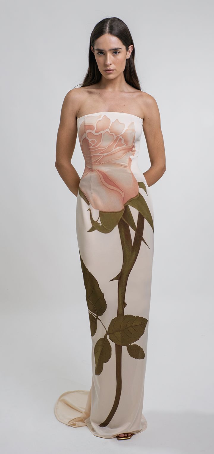 Amaya print Maxi Dress- Powder