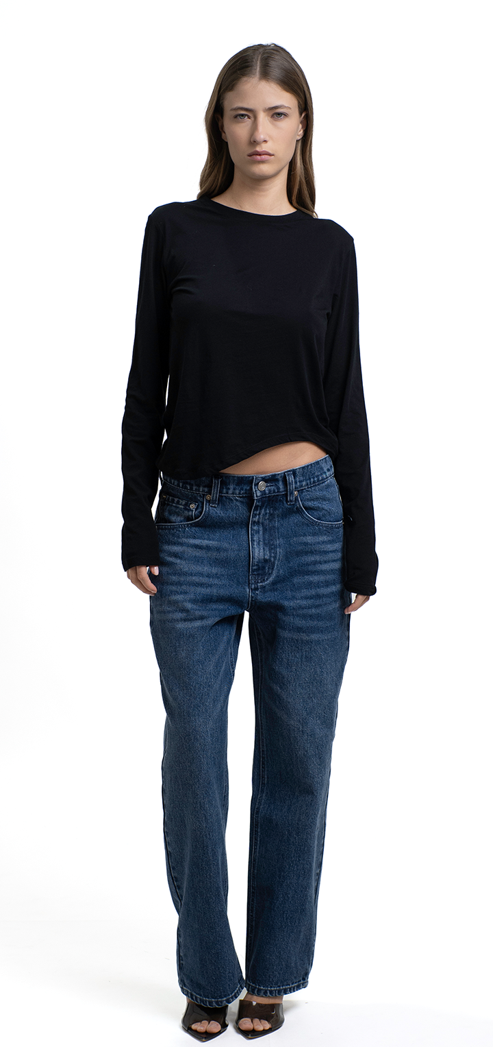 Moa high waist straight leg denim - Dark denim wash