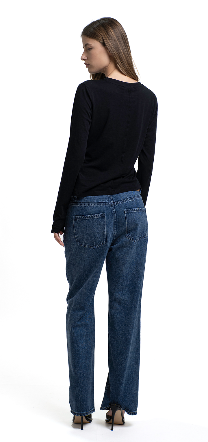 Moa high waist straight leg denim - Dark denim wash