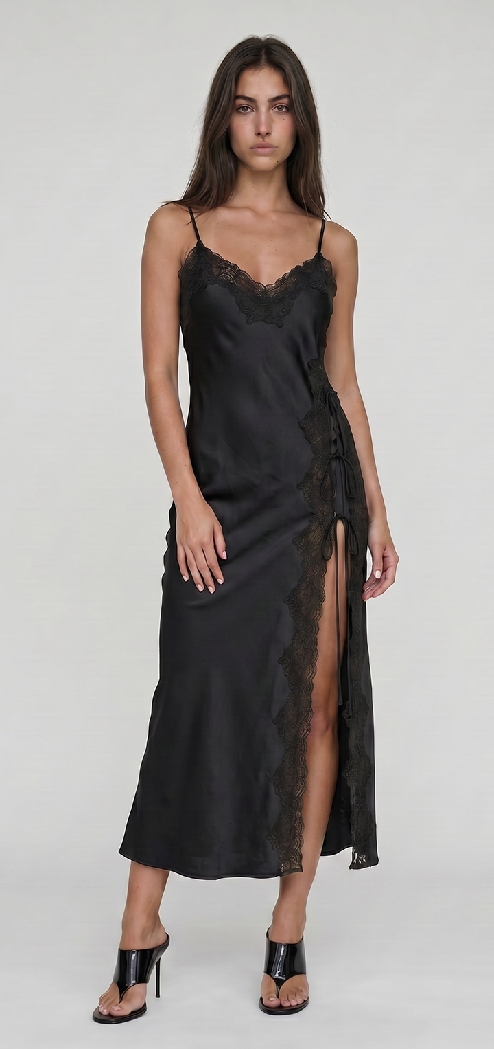 Mabel Linen Dress - Black