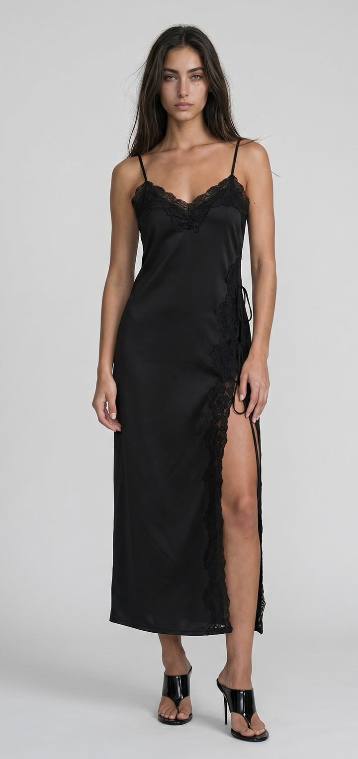 Mabel Linen Dress - Black