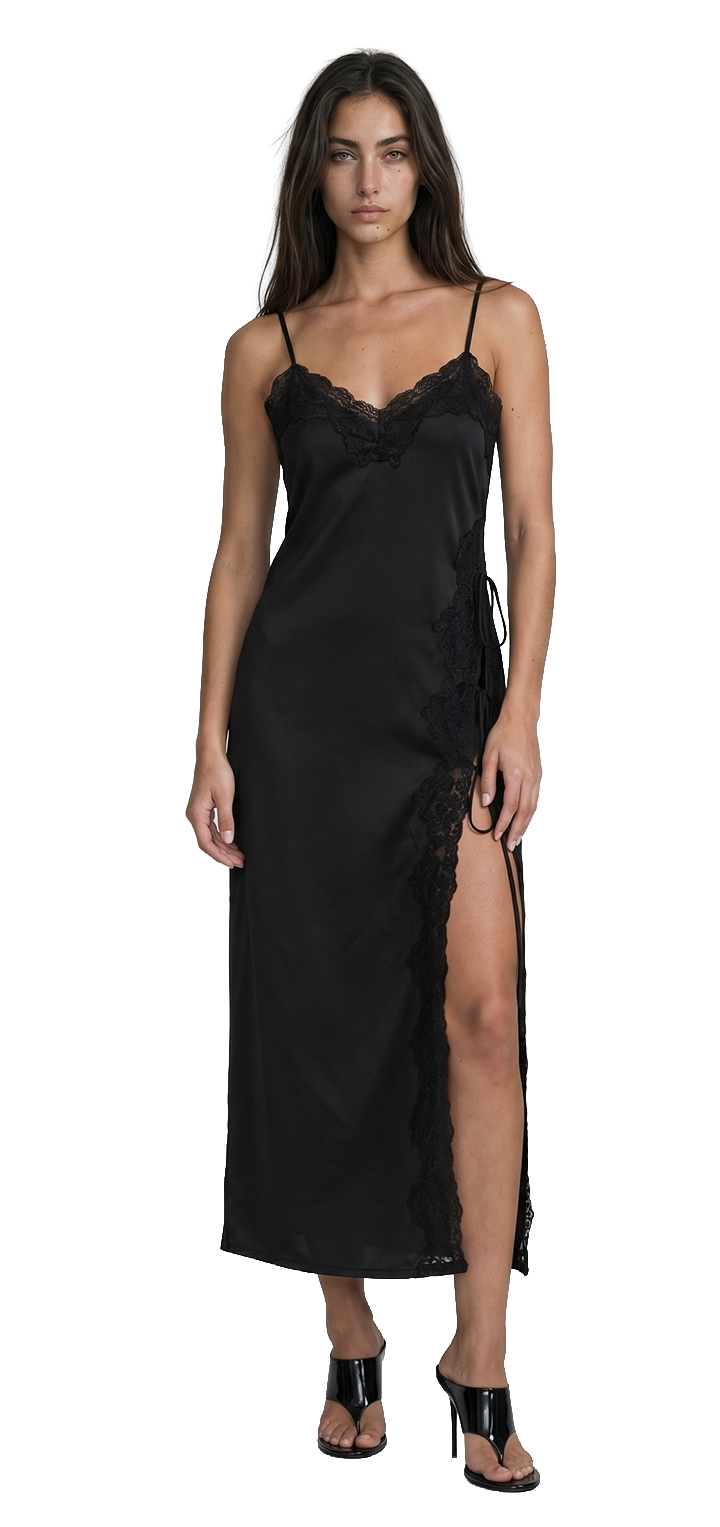 Mabel Linen Dress - Black