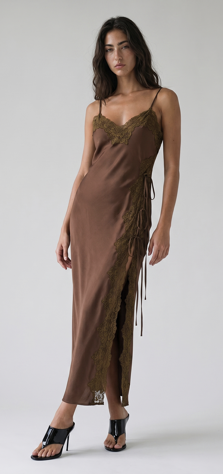 Mabel Linen Dress - Brown
