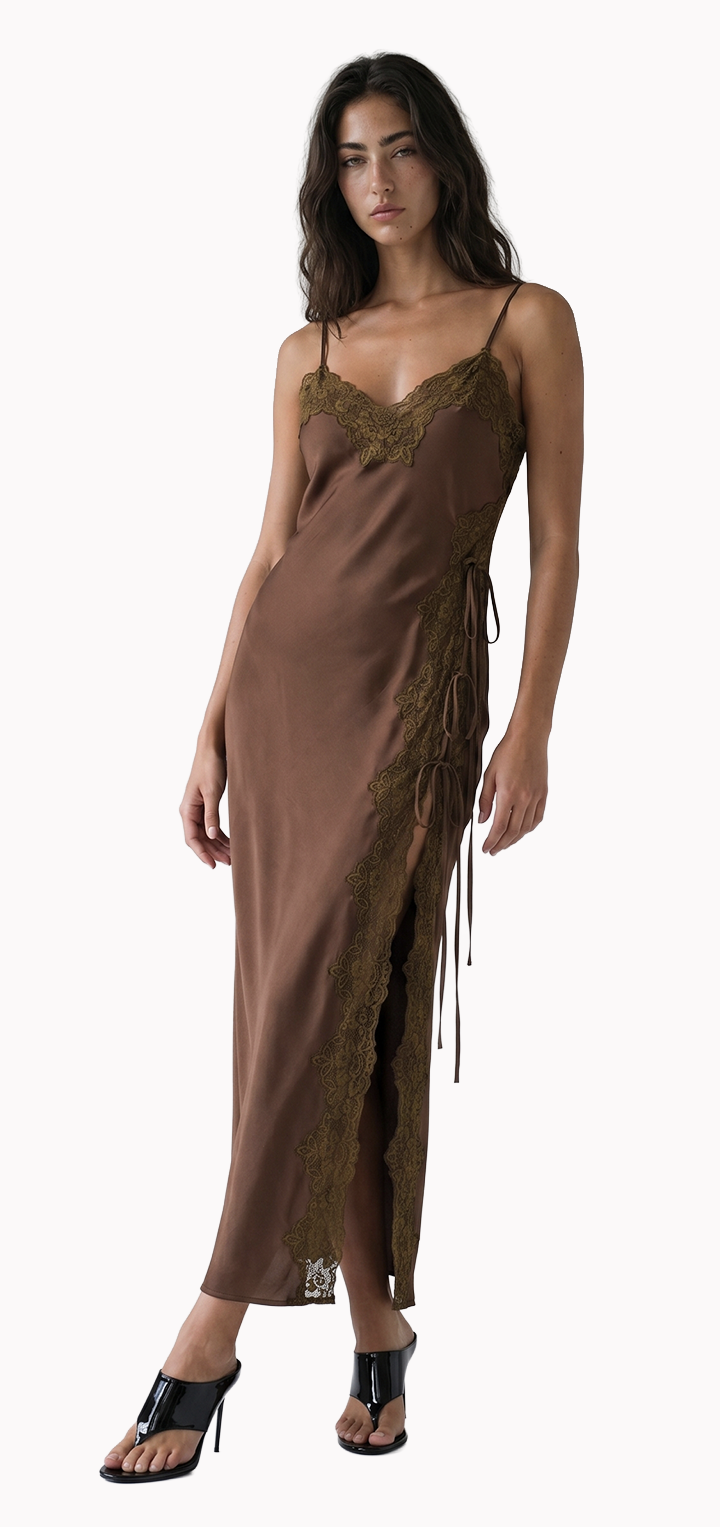 Mabel Linen Dress - Brown