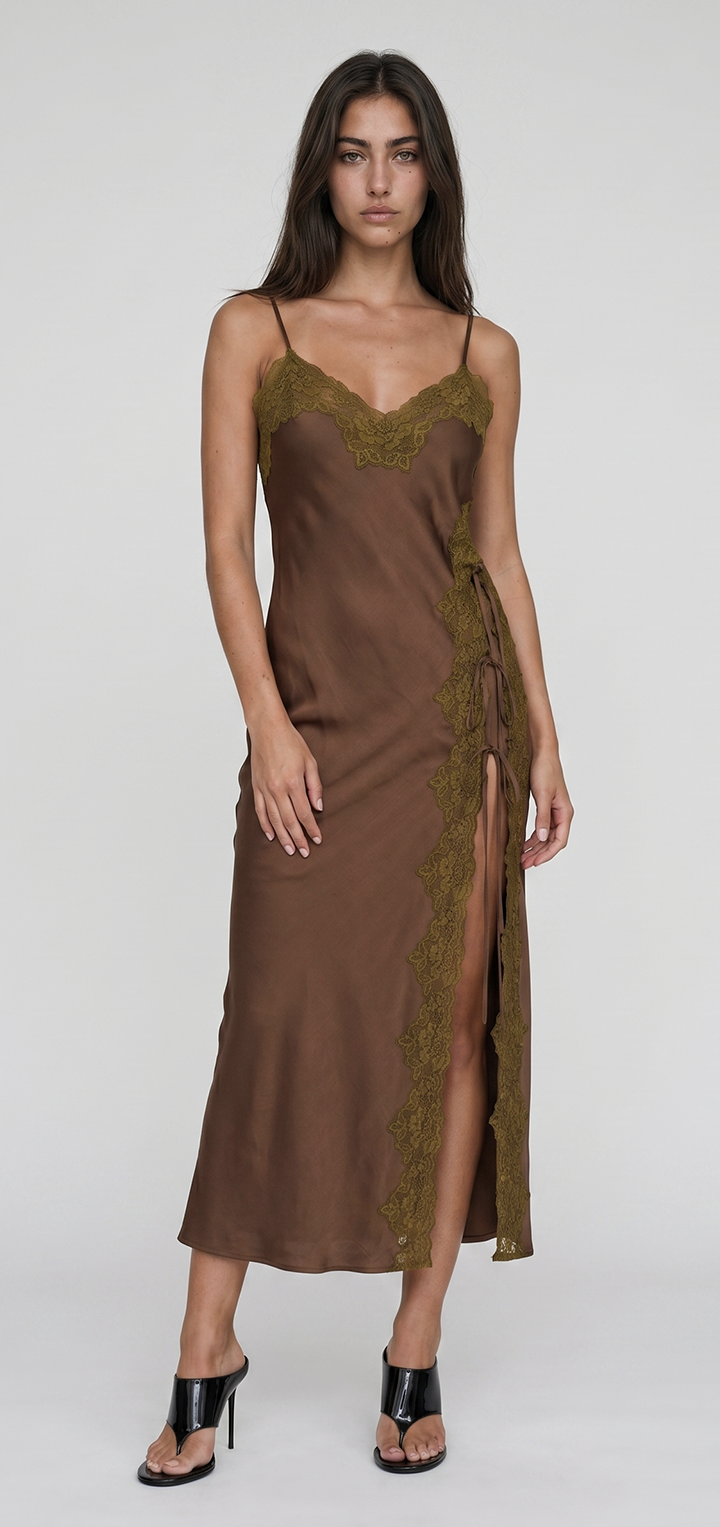 Mabel Linen Dress - Brown