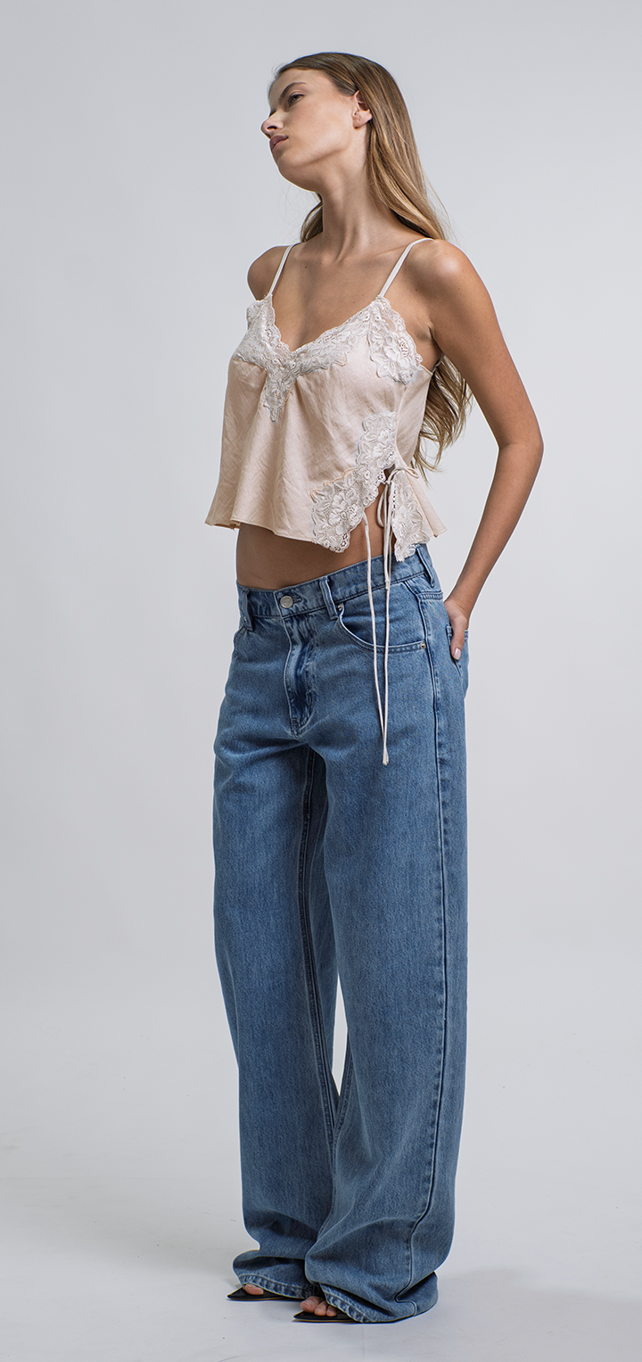 Mabel Linen Top - Powder