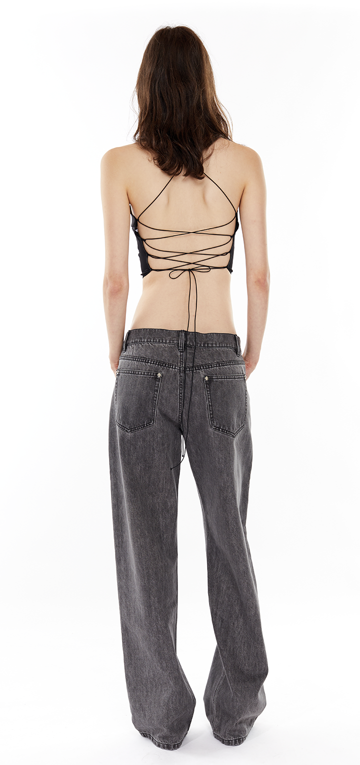 Moa mid waist wide leg denim - Gray