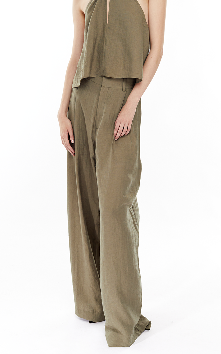 Mona collar top- Olive green