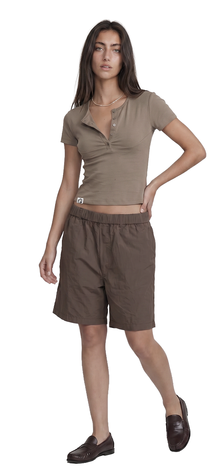 Polo Button light T shirt- Brown