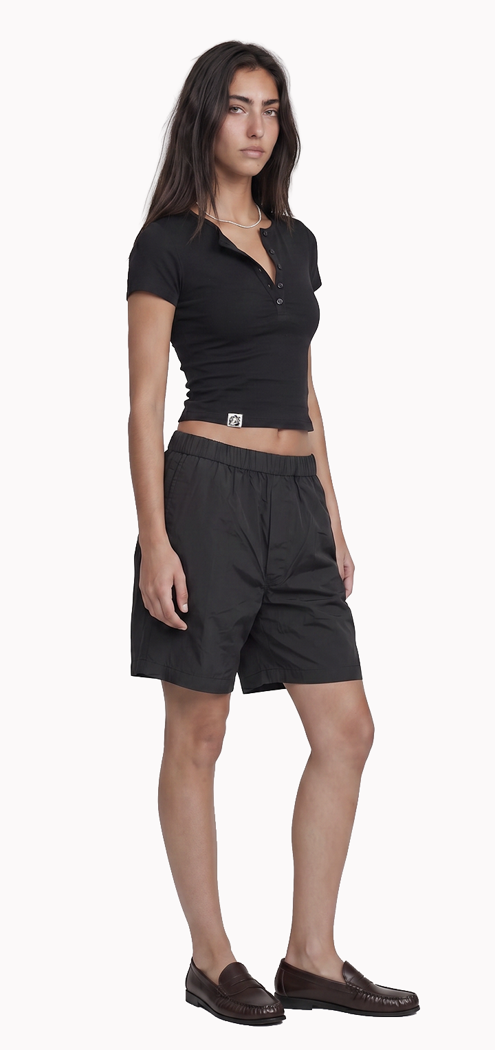 Polo Button light T shirt- Black