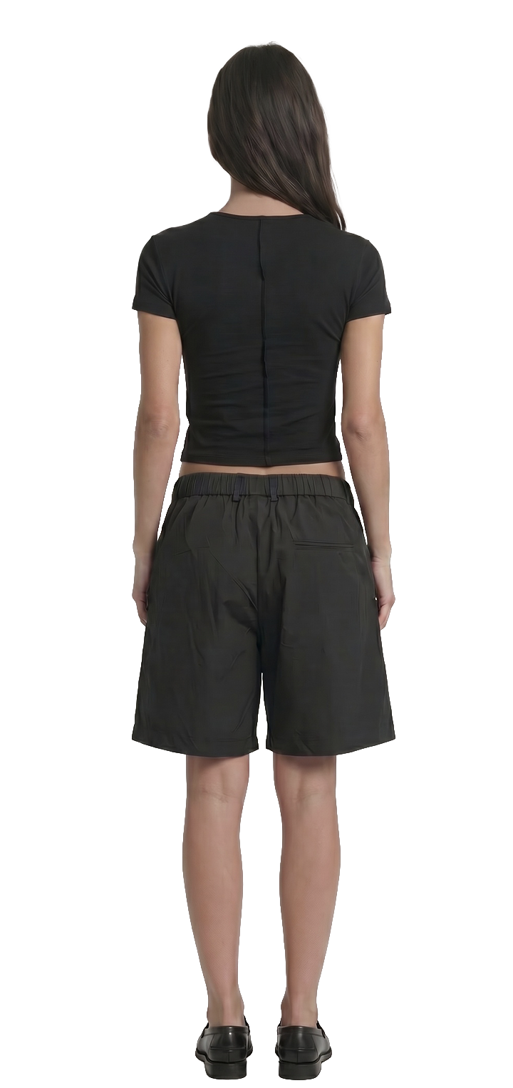 Polo Button light T shirt- Black