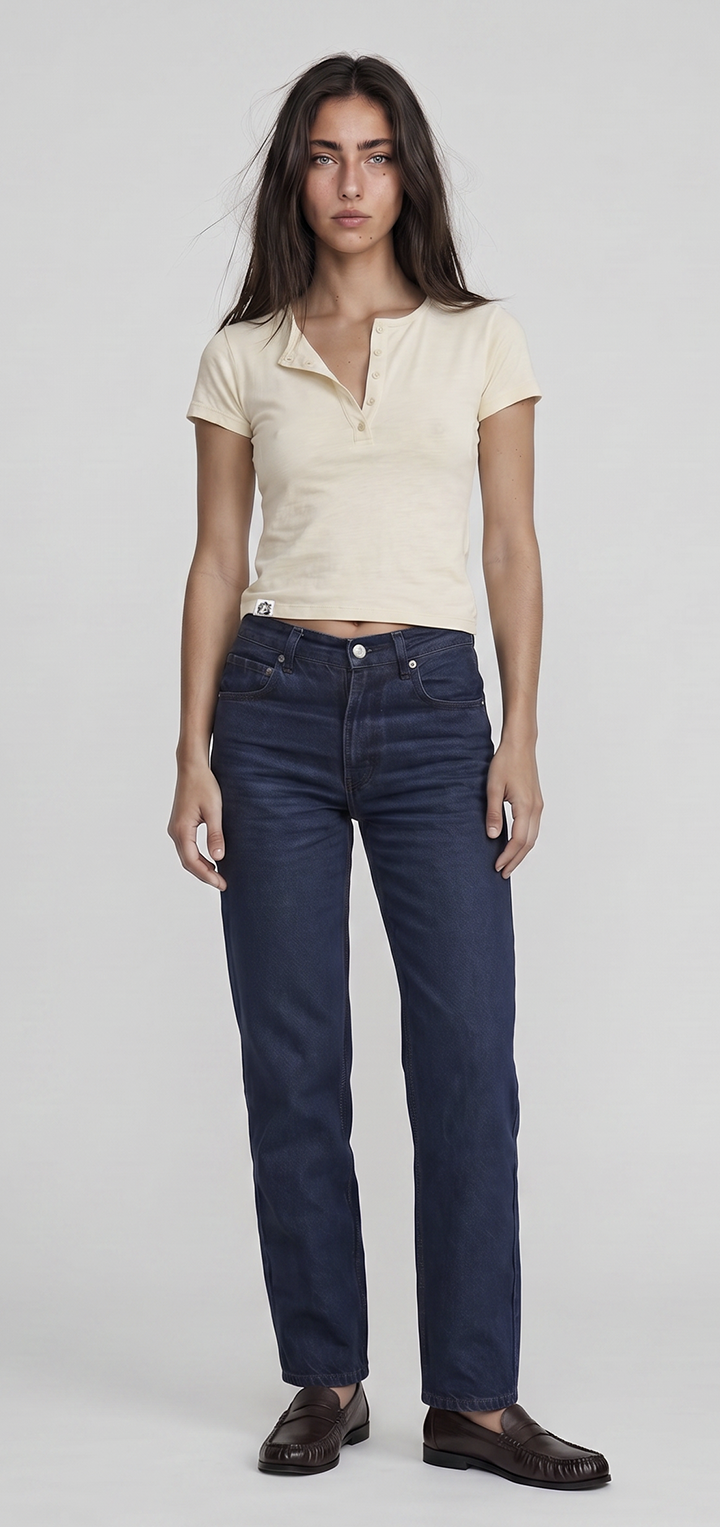 Polo Button light T shirt- Beige