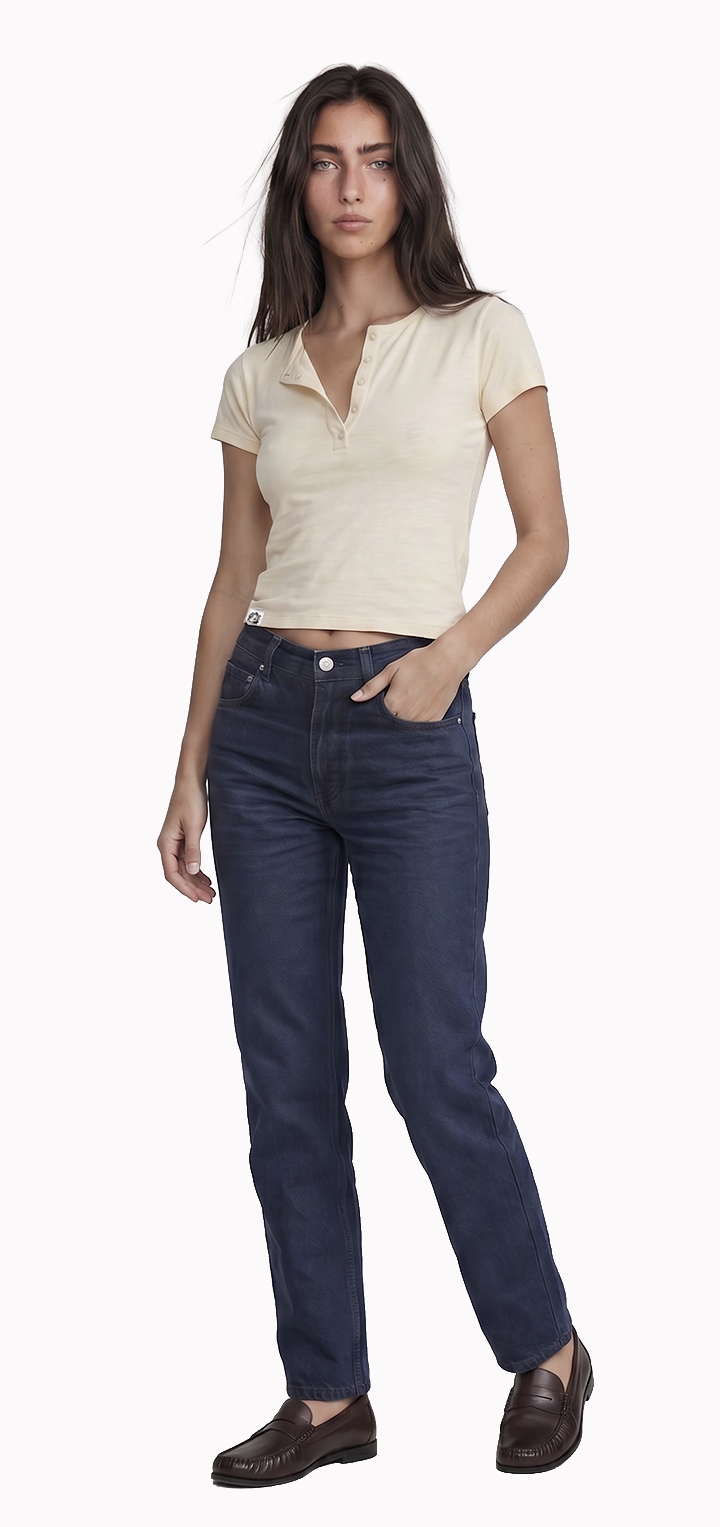 Polo Button light T shirt- Beige
