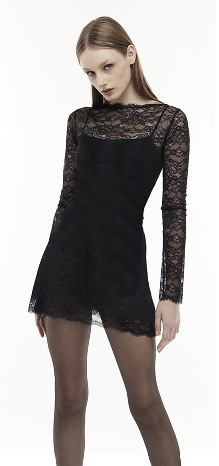 Refaela lace mini dress - Black