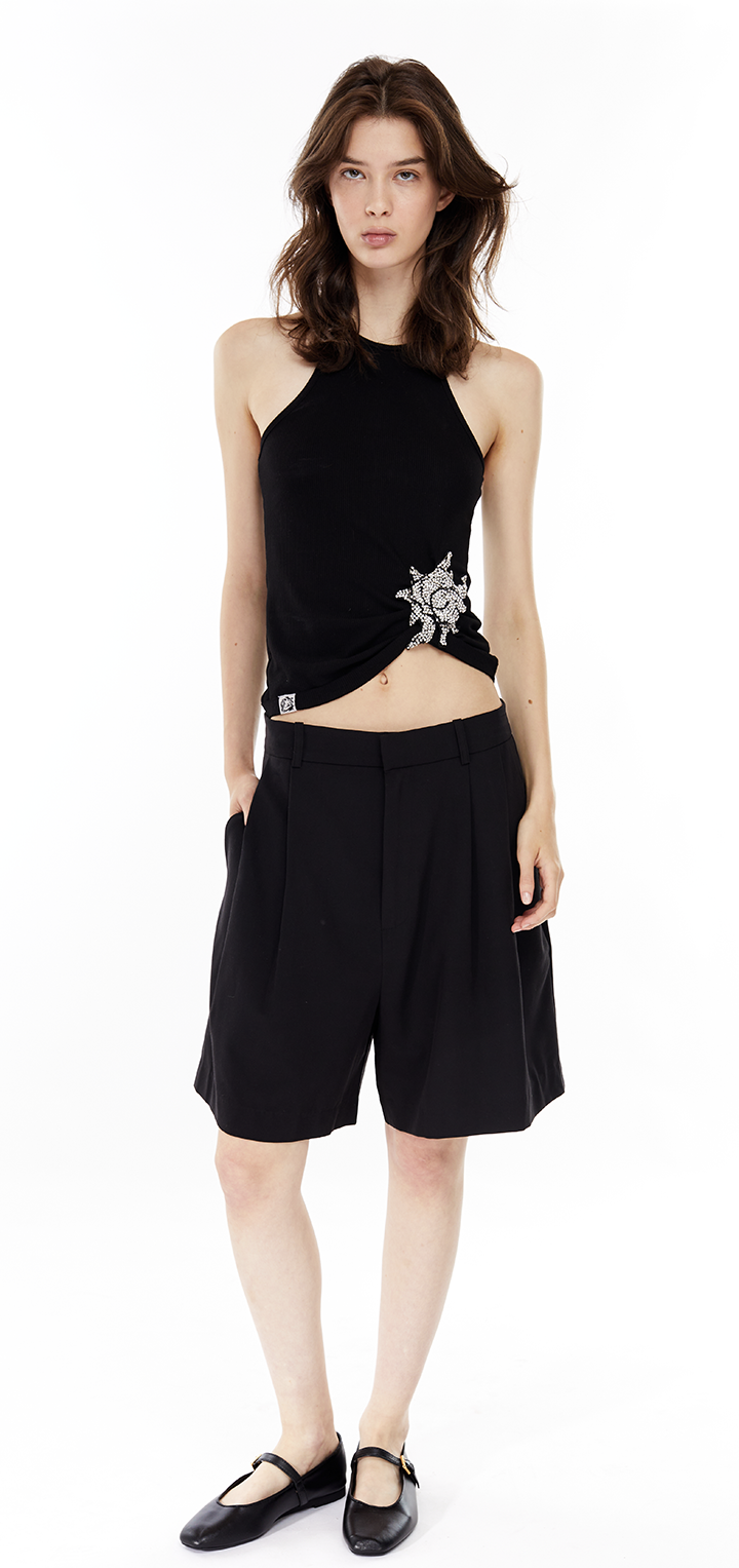 Ribbed sunrose tank top - Black