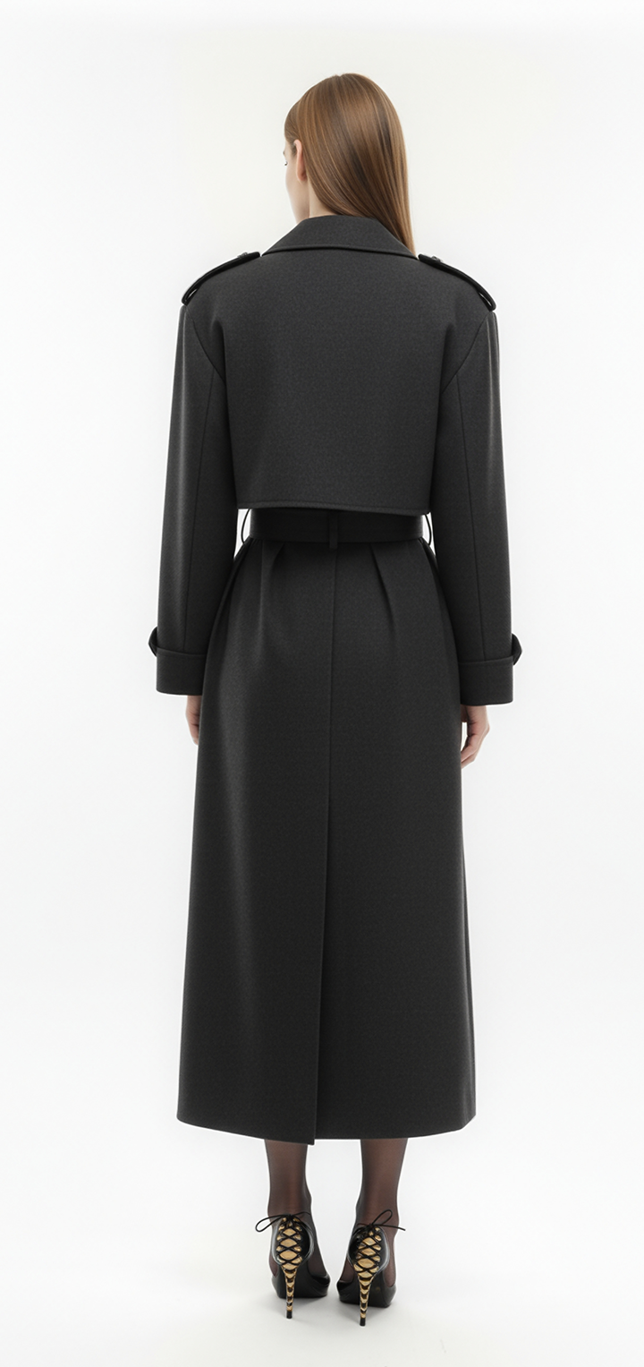 Brooklyn long trench coat- Grey