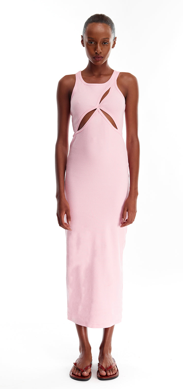 Ariel Rib Dress - Baby Pink