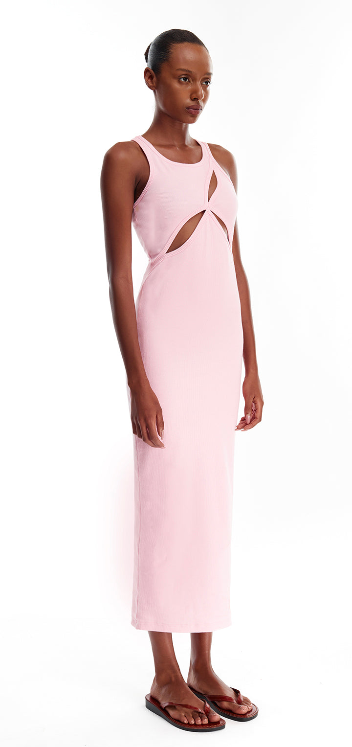 Ariel Rib Dress - Baby Pink