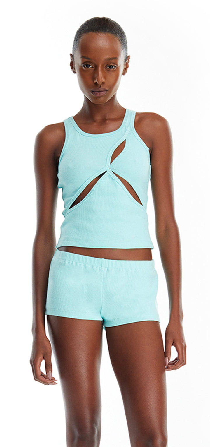 Ariel Rib Top - Turquoise