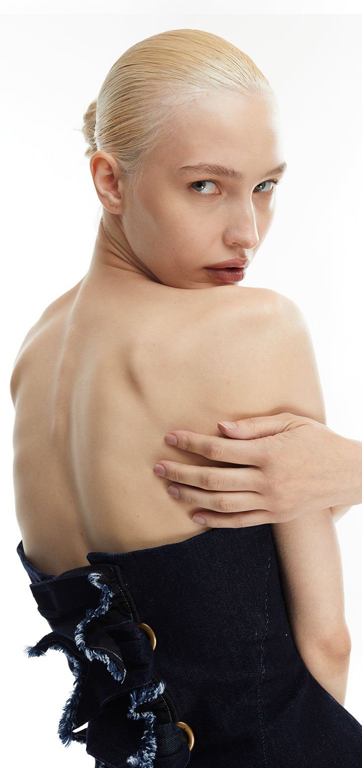 Nemesis Denim Corset - Dark Denim