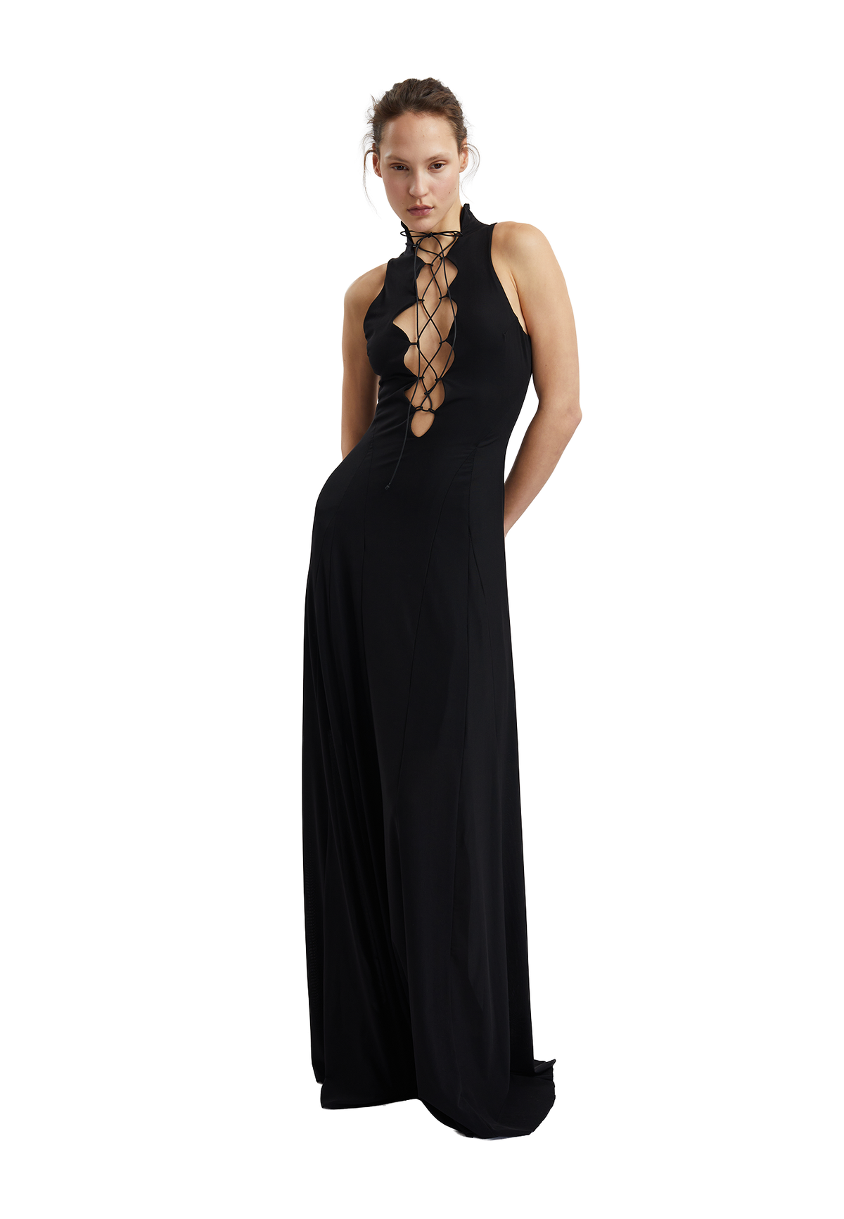 Angie front tie Maxi Dress- Black