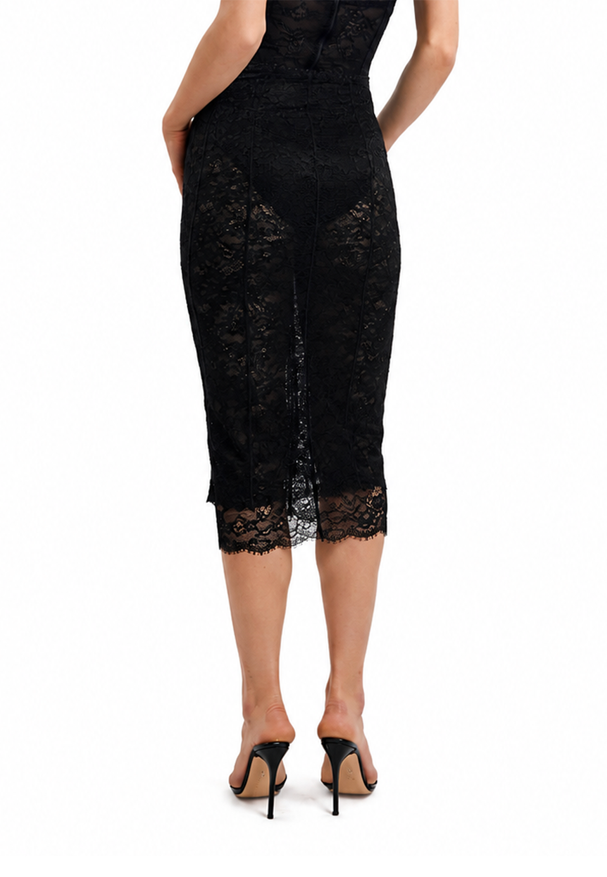 Annie lace midi skirt- Black