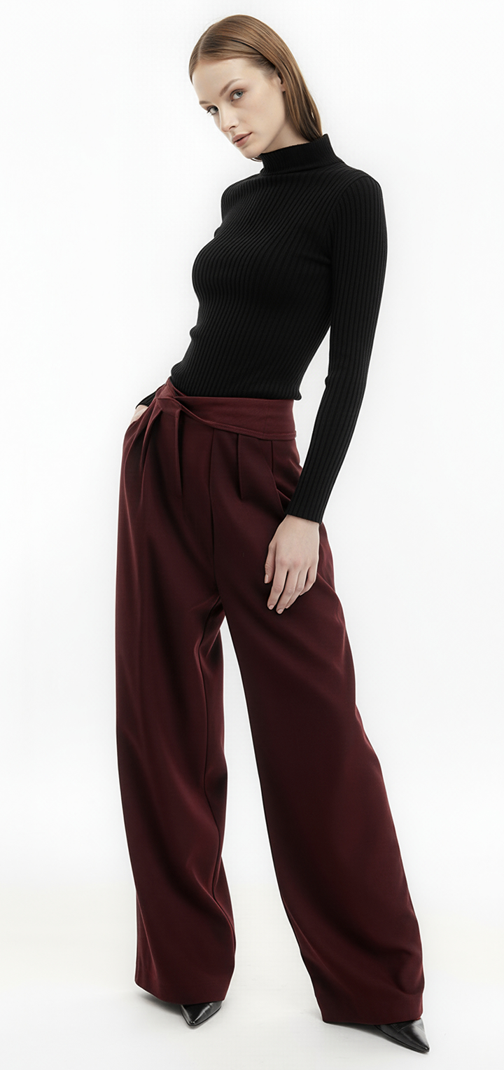 Elena turtleneck knit top- Black