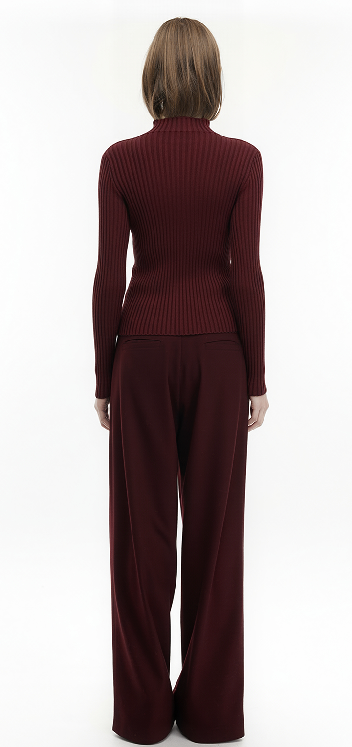 Elena turtleneck knit top- Burgundy