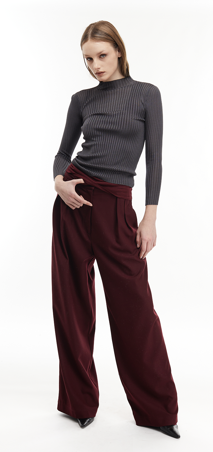 Elena turtleneck knit top- Grey