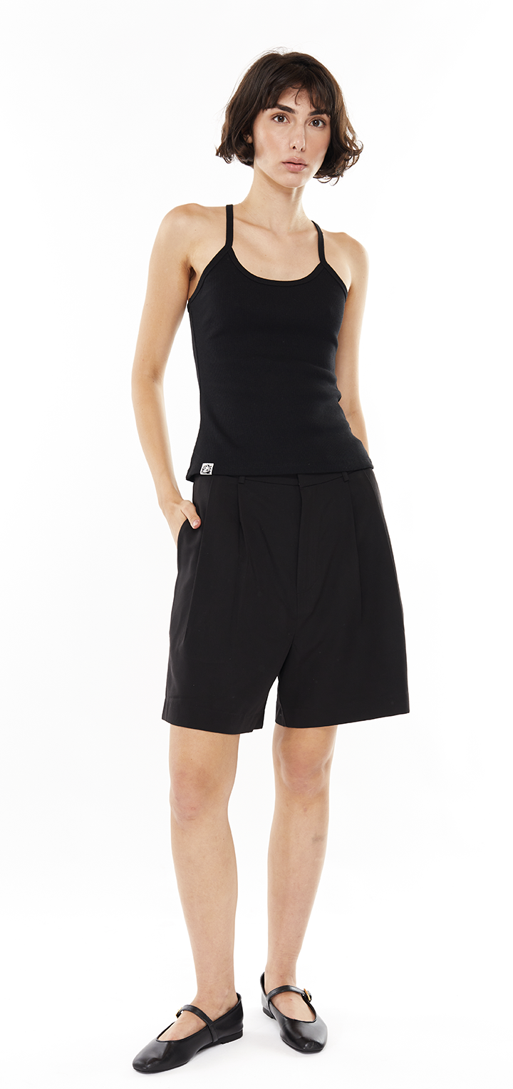 Hedi wide tailored Bermuda- Black