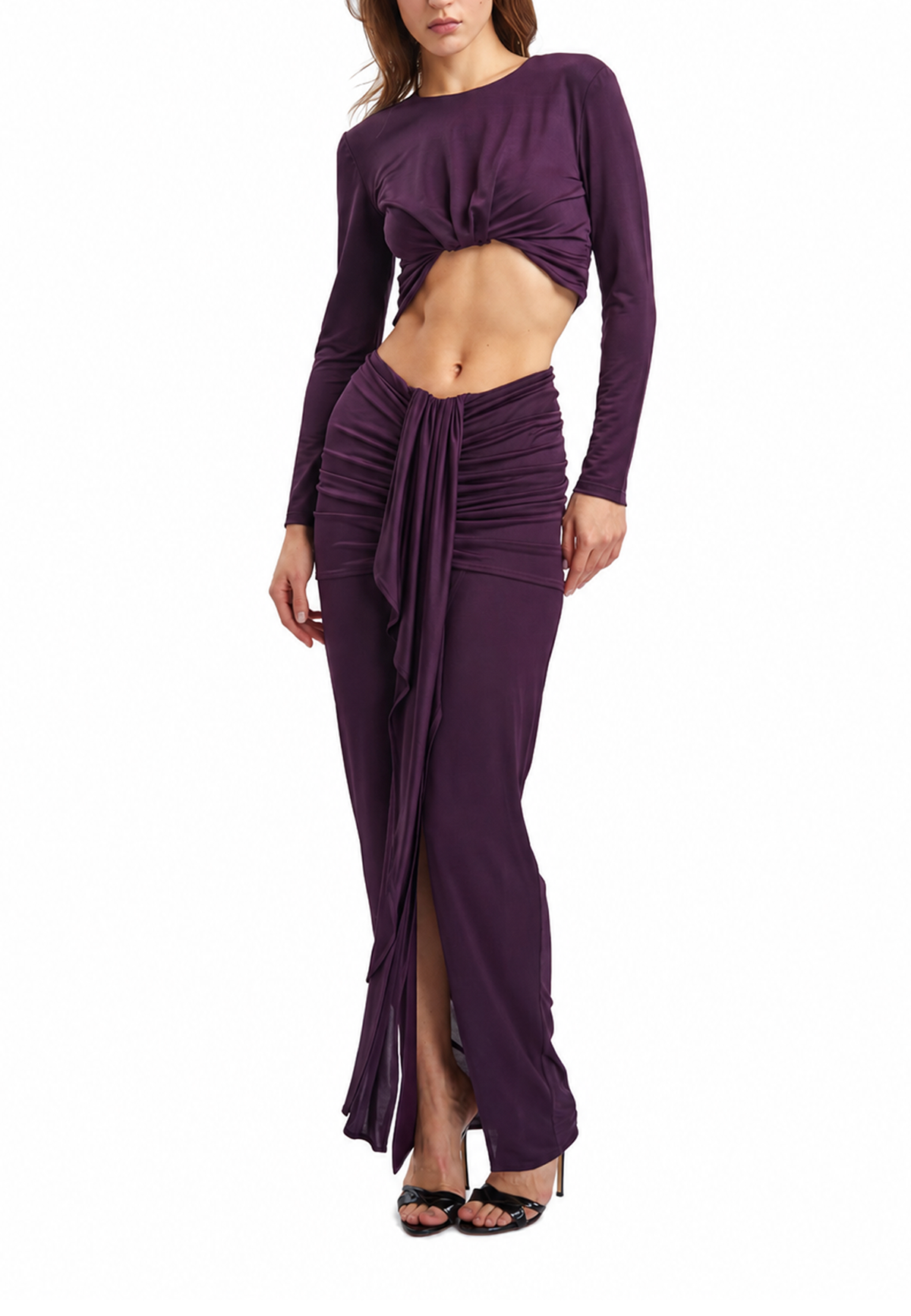 Justine long sleeved crop top- Purple