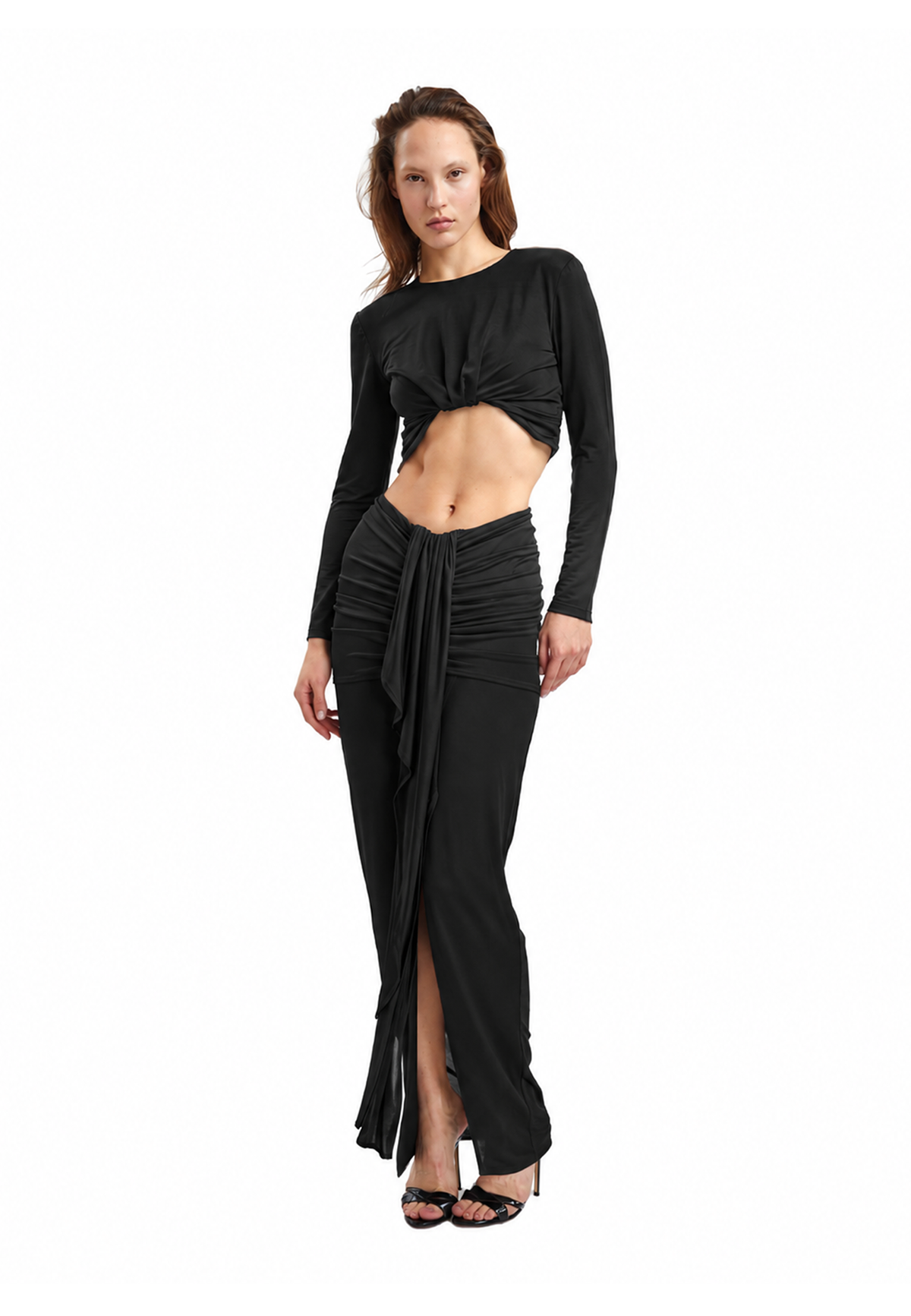 Justine long sleeved crop top- Black