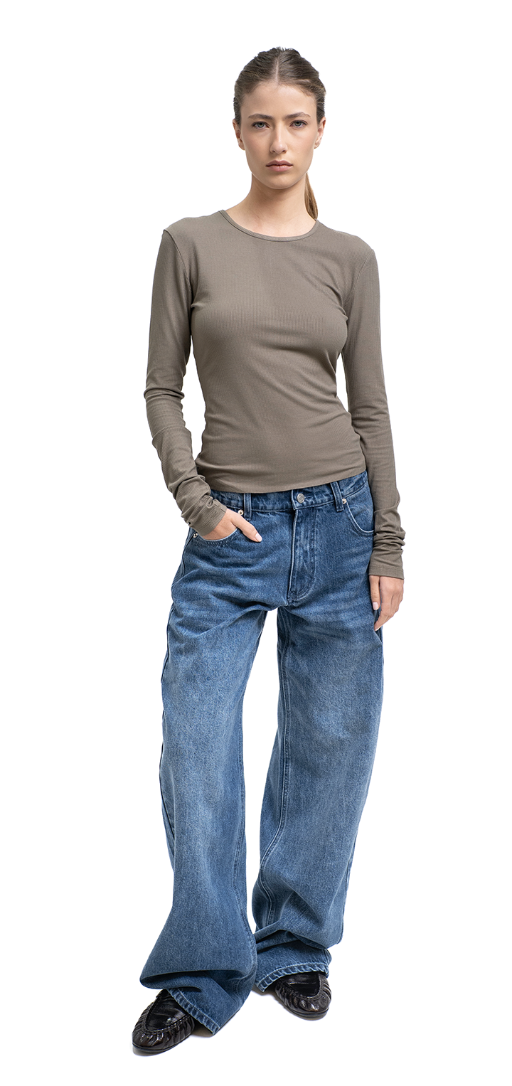 Moa mid waist wide leg denim - Dark denim