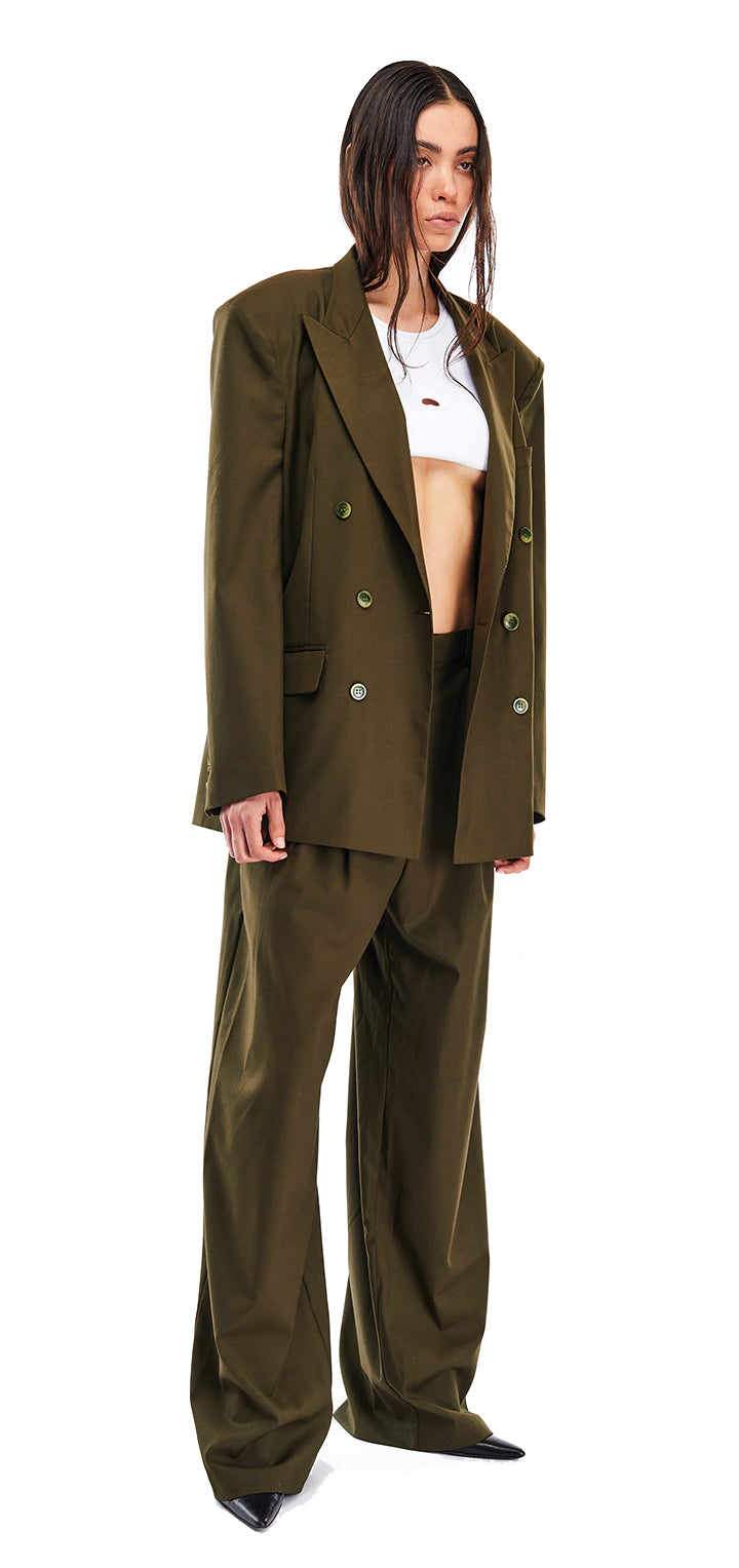 Hedi mid waist tailored pants - Olive green