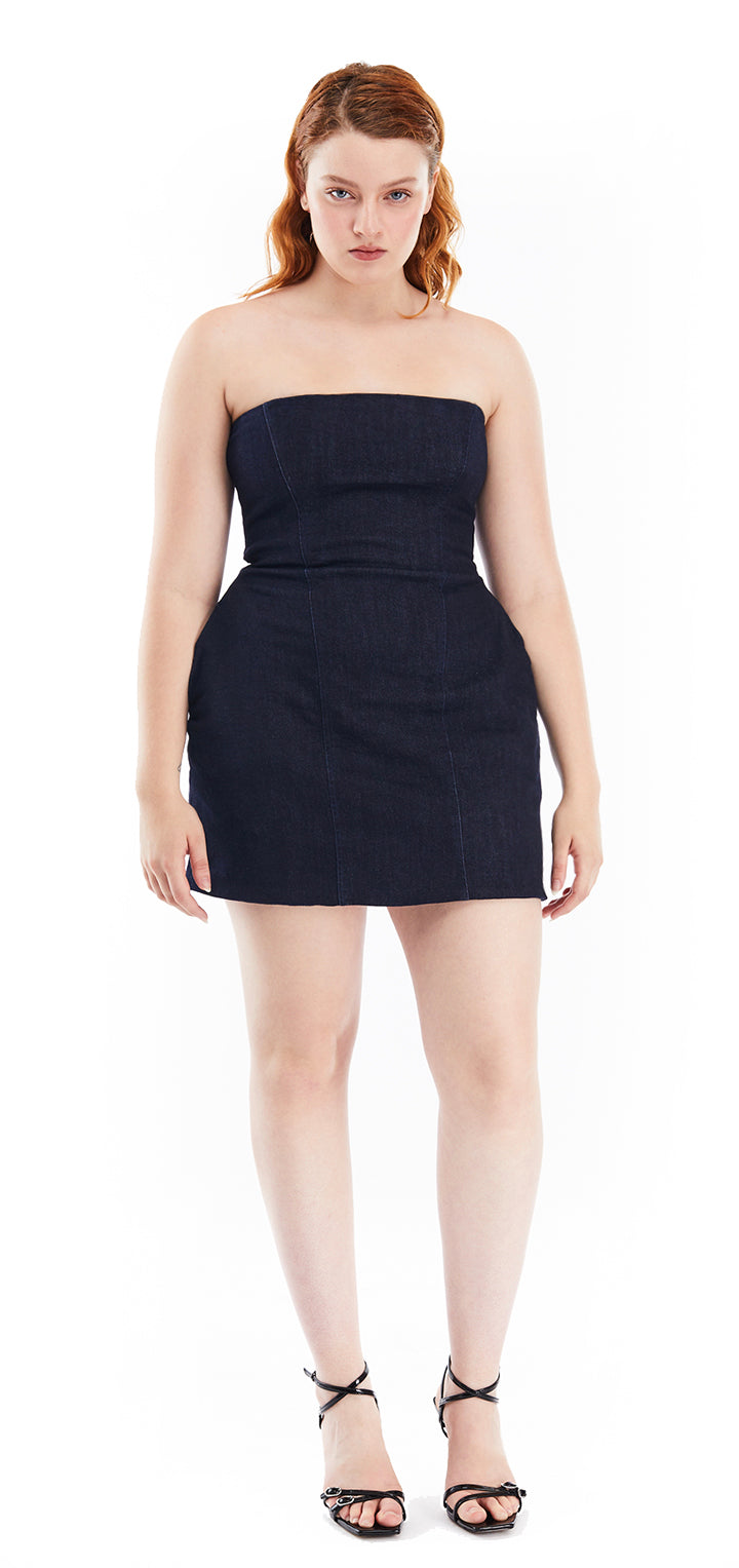 Marigold mini Dress- Dark Denim